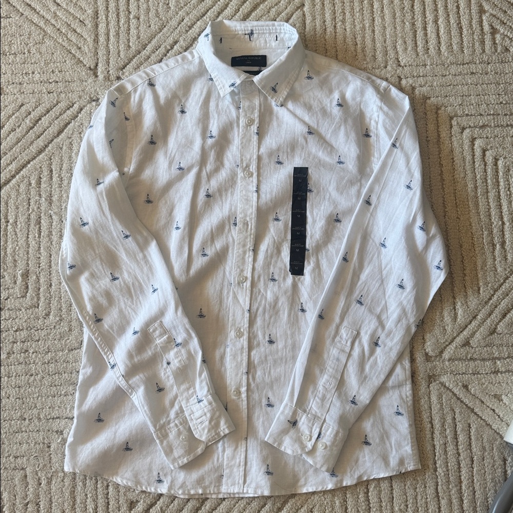 NWT Banana Republic Untucked Fit Linen Shirt